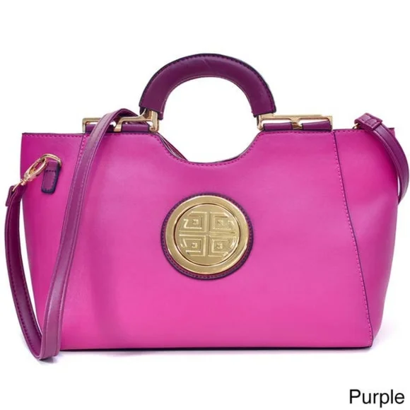 💜DASEIN💜 😺Purple Medallion Satchel (Vegan) bag purse - Picture 2 of 8